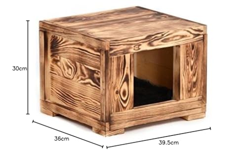 Lycce Wohnhöhle Woody Holz geflammt für Katzen und kleine Hunde
