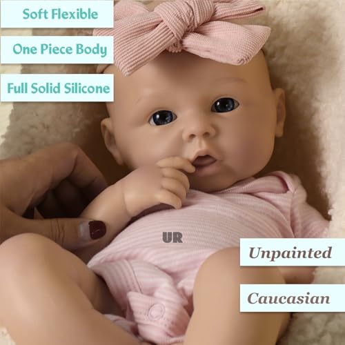 Realistische 45 cm große Ganzkörper-Silikon-Babypuppe, lebensechte Reborn-Puppe, Mädchen mit offenen Augen, badbar, anatomisch korrektes Neugeborenes, weicher Körper und flexible Gliedmaßen, Unbemalt – Bild 4