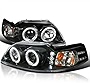 SPEC-D TUNING LED Black Projector Headlights Compatible with 1999-2004 Ford Mustang Left + Right Pair Headlamps Assembly