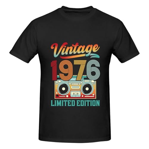 50th Birthday Gifts for Men Him Funny Vintage 1976 T Shirts Retro 50 Year Old Tshirts Fathers Day Christmas Decorations for Dad Papa Husband Uncle Black