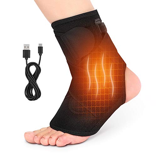 Tobilleras para Esguince, Tobillera Estabilizadora Protector Compresion Ajustable, Tobillera Calefactora con Línea de Alimentación USB para Artritis, Tendinitis y Esguinces Deportivos, 1 Pieza