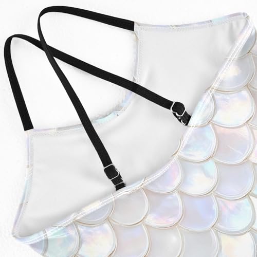 senya Girls Swimsuits One-Piece Swimwear Tie Bathing Suit Beach Summer Round Neck 7-8T White Scale Pattern4