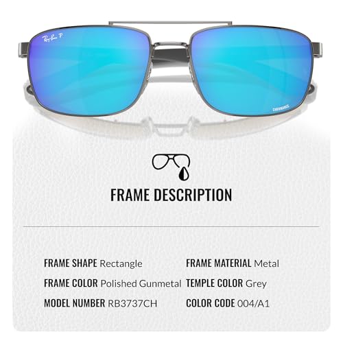 Image of Ray-Ban RB3737 CHROMANCE POLARIZED Rectangle Shape Sunglasses for Men & Women with Official Eyewear Kit