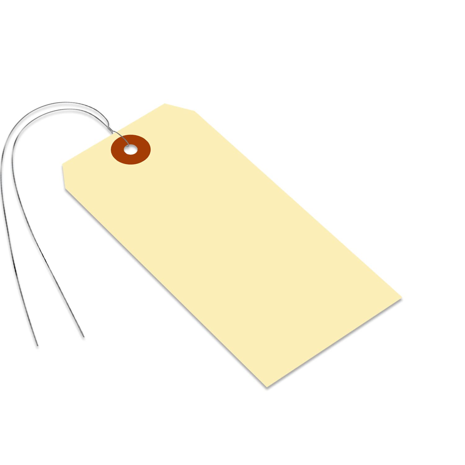 SmartSign Blank Manila Shipping Tags with Wire, Size-6, Pack of 100, 13pt Thick Prewired Cardstock Tag, 5.25 x 2.625 inch Paper Hang Tags with
