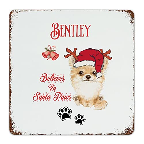 Plaque de Noël rétro en métal robuste motif berger belge rustique