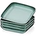 LOVECASA Piatti da zuppa da 1050 ml, set da 4 piatti quadrati, set da pranzo, piatto da pranzo in gres porcellanato, per ramen/zuppa/miscelazione/frutta/tagliatella/spuntino, verde scuro