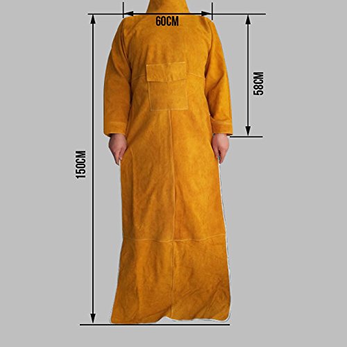 image for NUZAMAS Welding Apron Anti-flame Cowhide Long Coat Protective Clothing