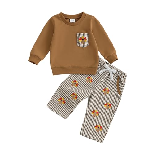 Image of JLKGICF St Patricks Day Baby Boy Outfit Long Sleeve Clover Sweatshirt Striped Pants Toddler Boy Summer Spring Clothes
