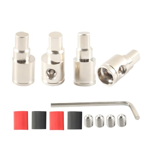 Car Audio Amplifier Amps Input Reducer 0 Gauge to 0 Gauge Wire Reducer Power/Ground GA Terminal Connectors Nickel Plated Brass 4PCS with Dual Wall Heat Shrink Tube