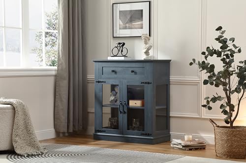 FOREST GRAVITY Small Glass Door Sideboard with LED