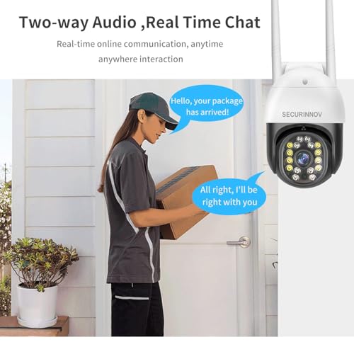 Image of securinnov 6MP Triple Lens PTZ WiFi Outdoor Security Camera with 3-Screen Monitoring | Auto Motion Detection | Color Night Vision |Two-Way Audio Communication (Triple Lens PTZ)