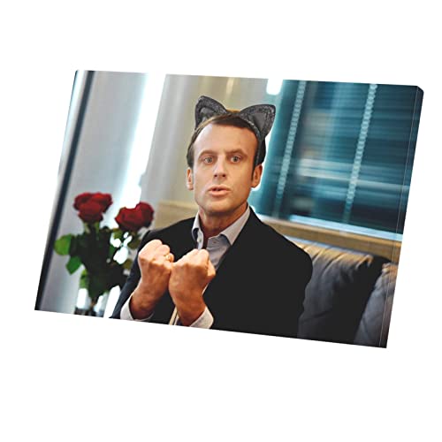 Tableau Emmanuel Macron Kawaii déco murale humour insolite 60 x 40 cm