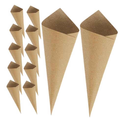 Garneck 60pcs Wedding Petal Cone Reusable Waffle Party Wedding Confetti Holder Filters White Confetti Cones Letter Recyclable Servings Popcorn Corner Bouquet Petal Cones Paper Light Brown