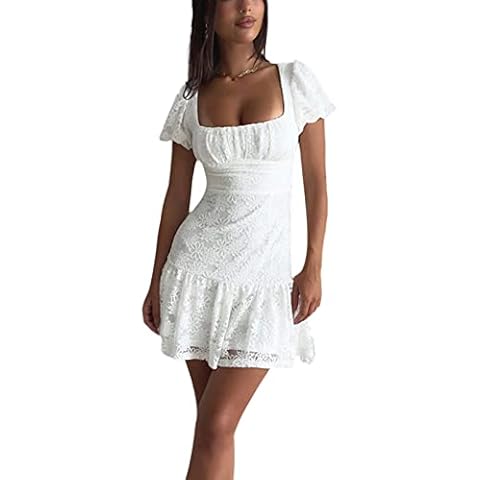 Lizxun White Graduation Mini Dress Cover