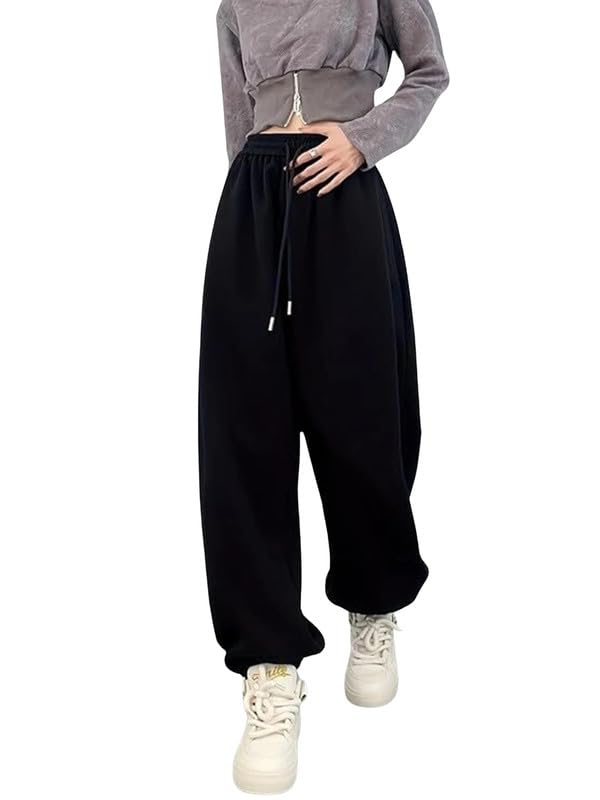 Image of Imsa Moda Women's Loose Fit Track Pants - Polycotton Joggers with Elastic Waistband & Side Pockets | Lower Comfortable for Gym, Running & Casual Wear
