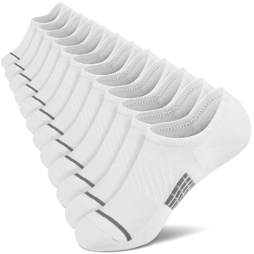 PAPLUS No Show Socks Men 6 Pairs, Non Slip Cushioned Athletic Low Cut Socks with Arch Support