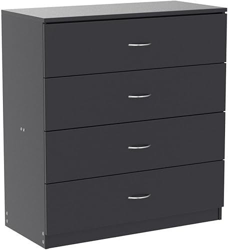 Miniatura 4 de Goujxcy - Cajonera de madera con 4 cajones, color negro