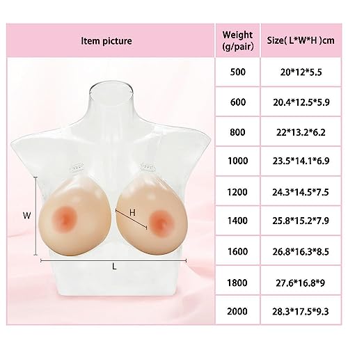 FESVINA Strap on Silikon Brust Formt Fake Boobs für Crossdresser Transgender Cosplay Mastektomie A Cup 500g/Paar