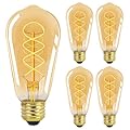 Dimmable Vintage LED Edison Light Bulbs, 4 PACK ST19/ST58 4W E26 LED Edison Bulbs 40 Watt Equivalent, 2200K Decorative Warm Light Bulbs, Ultra-Thin Antique Spiral LED Filament Bulbs, CRI 90, 300LM