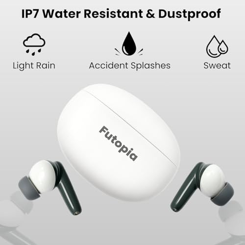 Image of Futopia Wireless Groove Bluetooth Earbuds v5.4 with Charging Case | 10mm HD Sound Drivers | Type-C Fast Charging | 4-5H Playtime | 10-15M Range | Lightweight in-Ear Headphones- White