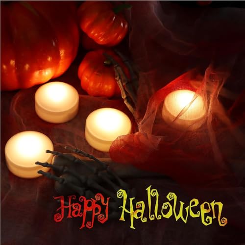 Image of Halloween LED Pumpkin Lights with Remote and Timer, Battery Operated Jack-O-Lantern, Bright Flickering Flameless Candles for Pumpkin Decor, Halloween Party Decorations, White, 6 Pack