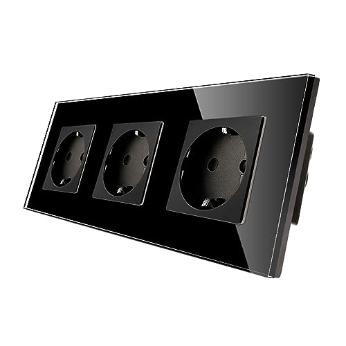 CNBINGO Glas Schuko Steckdose Unterputz, Wandsteckdose, Kristallglas-Platte