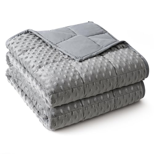 Image of Uttermara Weighted Blanket Twin 15 Pounds for Adults 48x72 inches, Soft Plush Fleece & Cozy Warm Sherpa Weighted Blankets Great for Sleep & Calming, Twin Size Heavy Blanket for Couch Bed, Grey