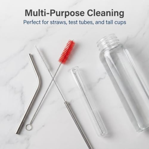 Image of 2 Pack Straw Cleaner Brush, Reusable Metal Handles Straw Cleaner Brush Extra Long for Stanley Mug 40, 30, 20 oz, 10mm Wide for Sippy Cup, Water Bottle and Tubes