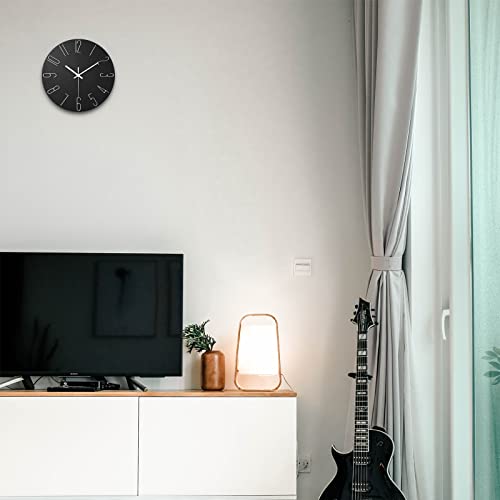 Fapugh 12 Inch Wall Clock Silent Non Ticking, Preciser Modern Style Decor Clock For Home, Office, School, Kitchen, Bedroom, Living Room (Black) #TOP6