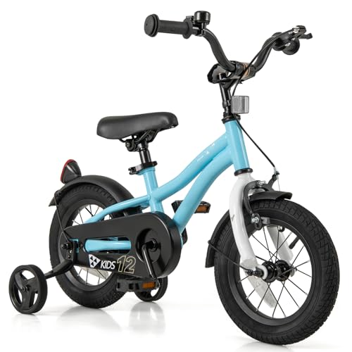 Image of BABY JOY Kids Bike, 12 14 16 18 Inches Sporty Bicycle with Training Wheels, Adjustable Seat, Handbrake & Coaster Brake, Reflectors, Girls Boys Bike for 3-8 Years Old Children