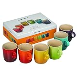 Le Creuset 91048035438010 Stoneware Rainbow Mugs 350 ml, Set of 6