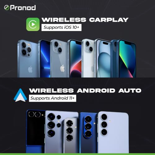 Image of PRONOD Wireless CarPlay & Android Auto Adapter | Convert Factory Wired CarPlay to Wireless | Fast Bluetooth & 5GHz WiFi | Auto Reconnect | USB & Type-C | Plug & Play | Compatible with iPhone iOS