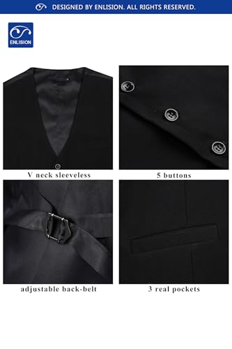 Image of Enlision Men's Suit Vest Business Formal Dress Waistcoat Solid Color Vest for Suit or Tuxedo