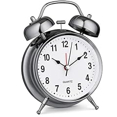 Bernhard Products Analog Alarm Clock Twin Bell 4 " Silver Metal Extra Loud Quartz Battery Operated photo Bernhard Products Analog Alarm Clock Twin Bell 4 " Silver Metal Extra Loud Quartz Battery Operated