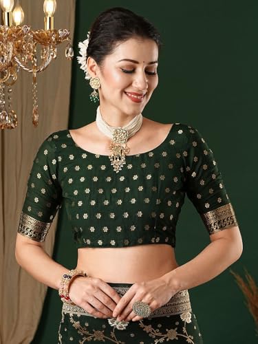 Image of Women's Georgette Kanjeevaram Saree with Woven Ethnic Motif Design, Unstitched Blouse Piece