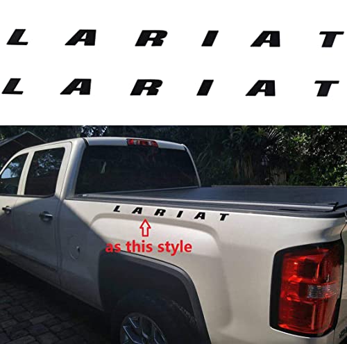 Image of 2Pc Lariat Side Fender Emblems Letter Lariat Badge Nameplate 3D Logo Fit for 150 250 350 Truck Pickup (Matte Black)