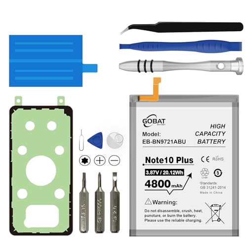 GOBAT Replacement for Samsung Galaxy Note 10 Plus Battery,4800mAh High Capacity Battery Compatible with Samsung Galaxy Note 10 Plus Model (N970 N970V N970A) with Replacement Tool Kits,EB-BN972ABU