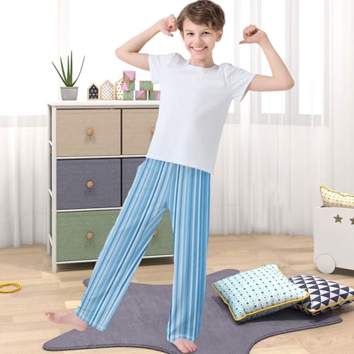 Boy's Pants Different Blue Line Jogger Pants Elastic Waist Long Bottoms Trousers with Pockets 6-14 Years4
