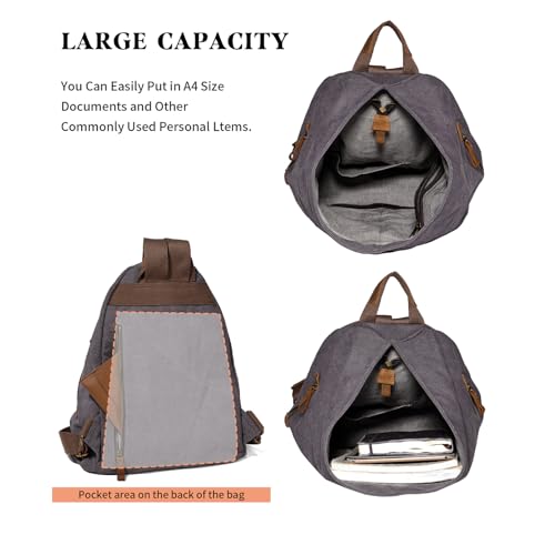 Image of KL928 Canvas Vintage Backpack - Large Casual Daypack Outdoor Travel Rucksack Hiking Backpacks for Men Women