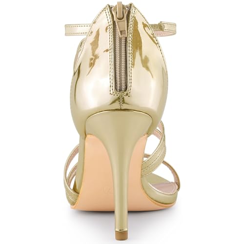 Allegra K Women's Strappy Ankle Strap Back Zip Stiletto Heel Sandals3