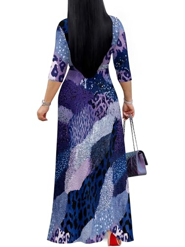 Image of PinkPatty Plus Size Dresses for Curvy Women V Neck Flowy Long Sleeves Wrap Maxi Dress Travel Vacation Outfits