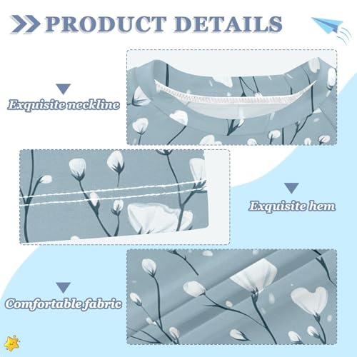 ALAZA Kids Rash Guard Boys Toddler Swim Shirts Short Sleeve Haze Blue Flowers UPF 50+ 3T3