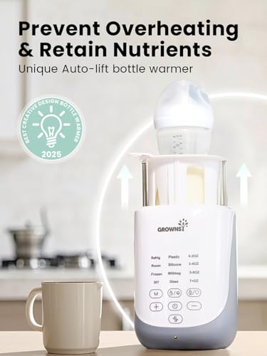 Grownsy Auto-Lift Nutri Bottle Warmer for Breastmilk & Formula, Gray β image 4