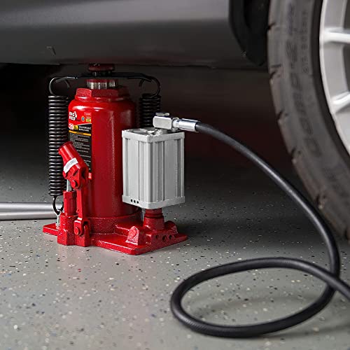 Big Red Ta92006 Torin Pneumatic Air Hydraulic Bottle Jack With Manual Hand Pump, 20 Ton (40,000 Lb) Capacity, Red #TOP4