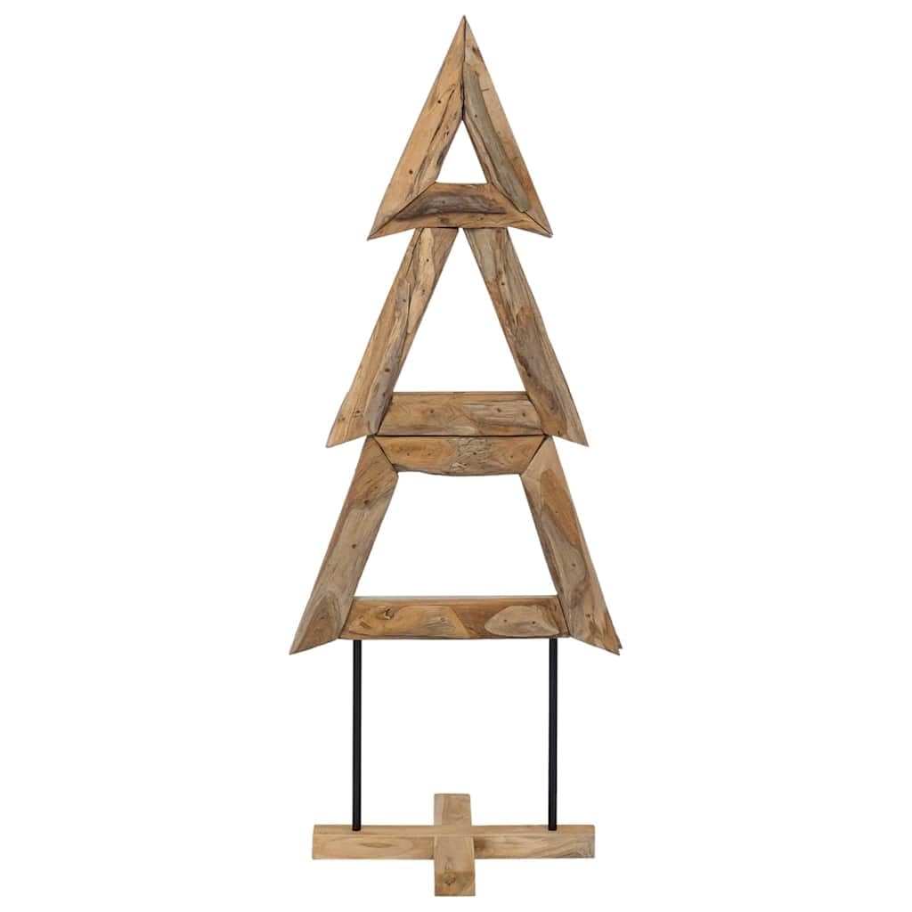 Sapin de Noël marron 149,5 cm Bois de teck | Rustique, stable, montage sans outils, intérieur et extérieur protégé