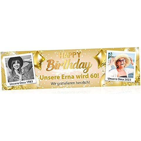 Geburtstagsbanner Happy Birthday, Personalisierbar mit Deinen Fotos und Texten Cover