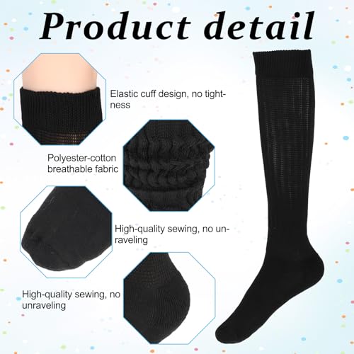Scrunch Socks Women, Extra Long Slouchy Socks Soft Chunky Scrunch Socks Thigh High Socks Womens Boot Socks Cotton Fluffy Socks 80s 90s Black Scrunchy Socks for Women Girls Size 9-113