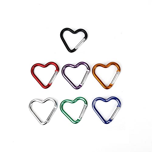 Carabiners Keychain Clip Snap Hook Key Ring for Camping Accessories Backpack Water Bottle Aluminum Alloy Heart Shape (Red)