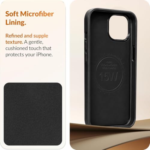 Image of DIZORO Leather Case for iPhone 15, Men Women Luxury Elegant Slim Business PU Cover Soft Non-Slip Grip Shockproof Anti-Scratch Protective Back Cover Black White