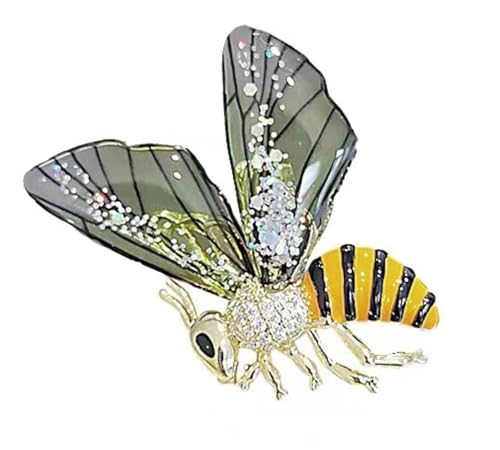 Image of Bee Pin and Brooch - Women's Retro Honeycomb Fashion Rhinestone Sunflower Brooch - Cute Cartoon Personality Enamel Oil Drop Color Insect Pin